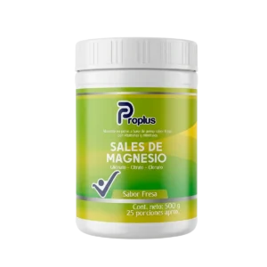 Sales de Magnesio Proplus – Glicinato, Citrato y Cloruro de Magnesio – 500 g Sabor Fresa